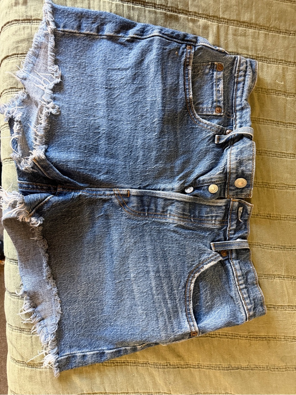 Levi's Light Blue Frayed Hem Denim Shorts
